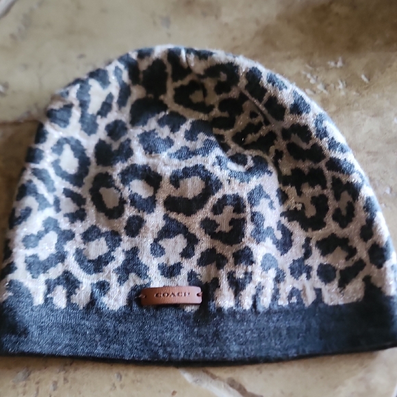 Coach Accessories - Coach Leopard Print Beanie